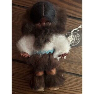 Vintage Native Canadian Doll 7” Canadian Native American leather & fur Collector